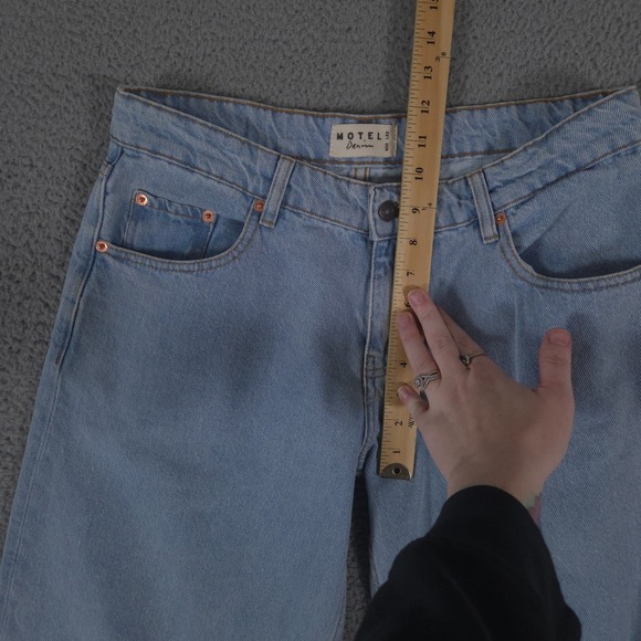 Motel Rocks Jeans Womens 30x32 Blue Wide Leg Parallel Mid Rise Light Wash Denim - Picture 5 of 10